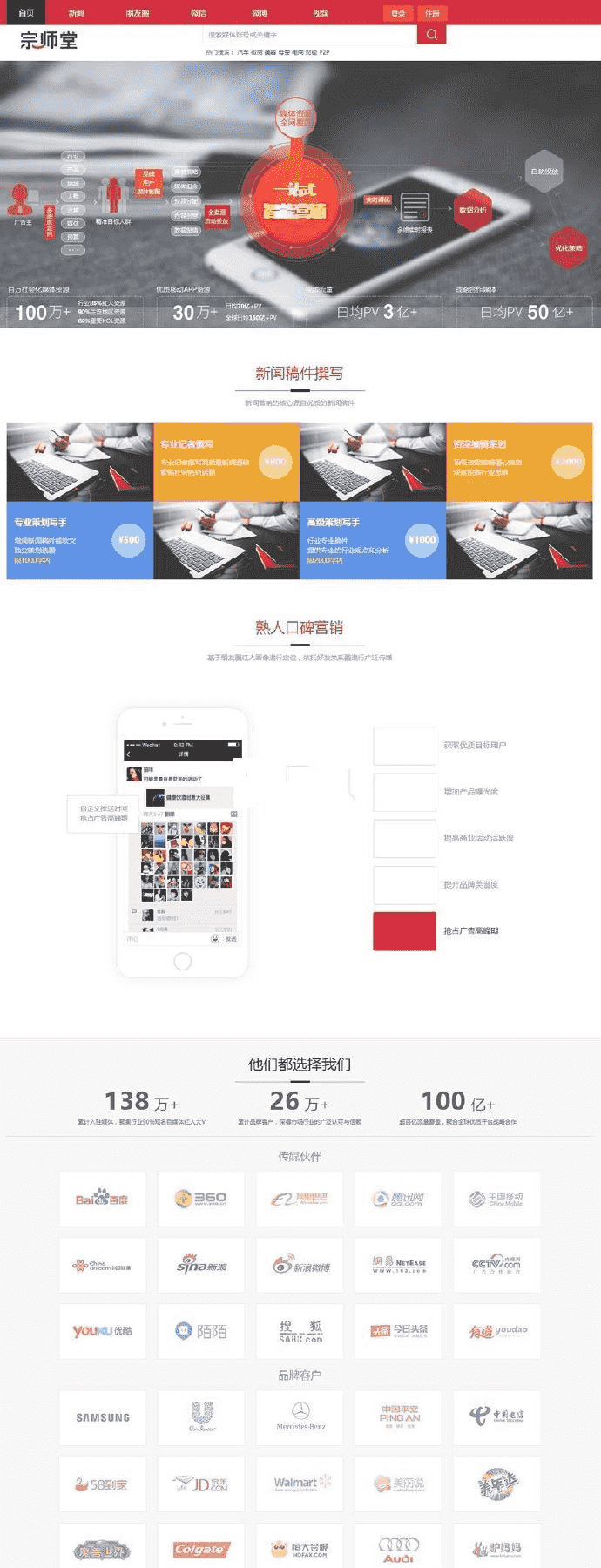 宗师堂CMS V3.3 各大自媒体投稿软文自助交易平台网站源码 PC端+移动端+微信端多线运营